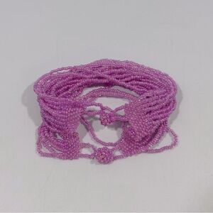 Multi Strand Mauve Pink Purple Beaded Bracelet